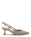 Gianvito Rossi Sandy Calfskin Pumps With Open-back And Hook-and-loop Closure In Beige