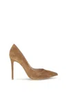 Gianvito Rossi Textured Pointed Toe Pumps In Brown