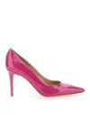 Gianvito Rossi Glossy Leather Pointed Toe Stiletto Heel Pumps In Pink