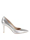 Gianvito Rossi High-heeled Pumps With Pointed Toe And Metallic Finish In Silver