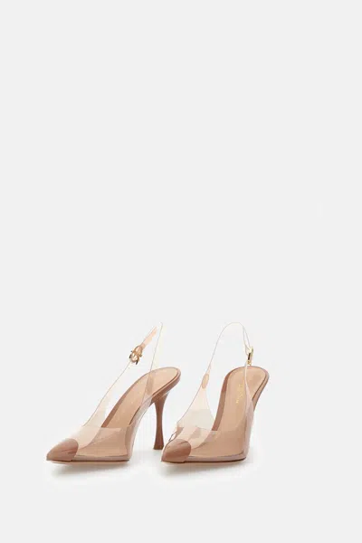 Gianvito Rossi Transparent Pointed Toe Pumps With Buckle Detail In Pink
