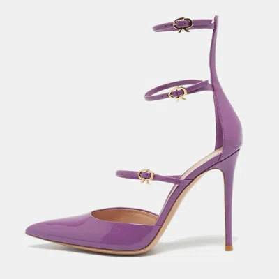 Pre-owned Gianvito Rossi Purple Patent Leather Ribbon Uptown Pumps Size 39