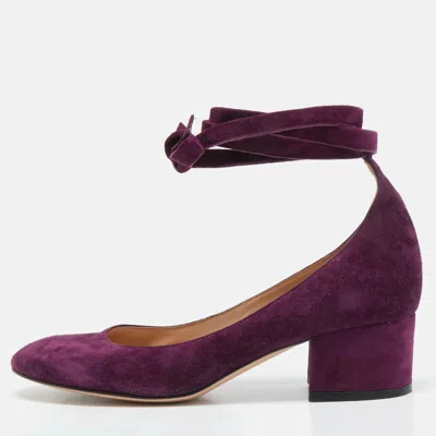 Pre-owned Gianvito Rossi Purple Suede Mary Jane Pumps Size 37.5