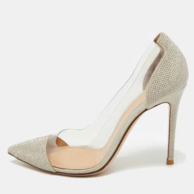 Gianvito Rossi Pvc And Suede Stud Embellished Plexi Pumps In Gray