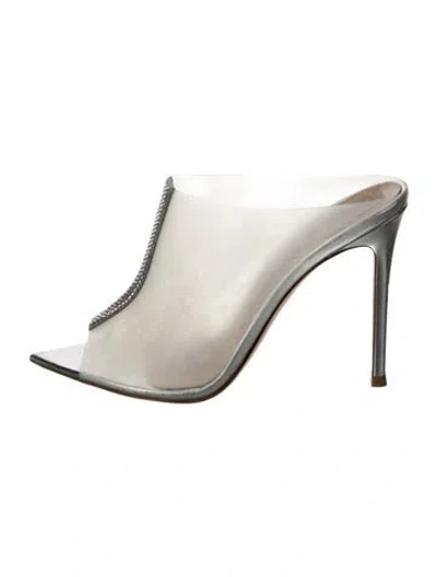 Pre-owned Gianvito Rossi Pvc Crystal Embellishments Mules In Silver