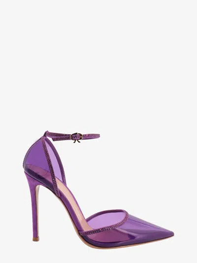 Gianvito Rossi Pvc Décolleté With Rhinestone Profiles In Purple