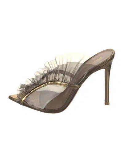 Pre-owned Gianvito Rossi Pvc Ruffle Embellishment Slides In Gray