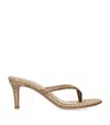 Gianvito Rossi Suede Raffia Heeled Thong Sandals
