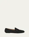Gianvito Rossi Raffia Leather Penny Loafers In Black