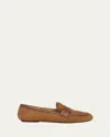 Gianvito Rossi Marbella Leather-trimmed Raffia Loafers In Cuoio Cuoio