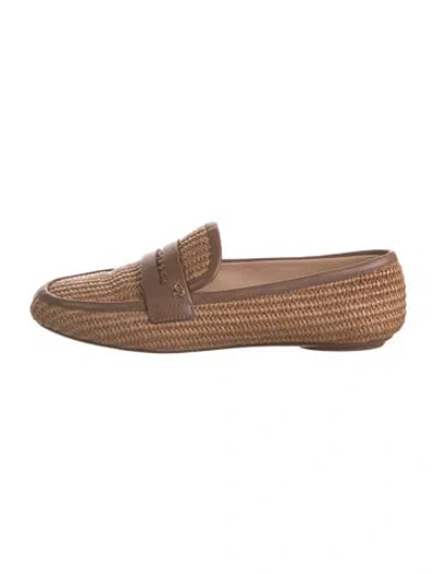 Pre-owned Gianvito Rossi Raffia Loafers In Brown