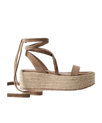 Gianvito Rossi Raffia Platform Espadrilles In Brown