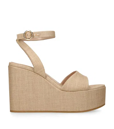 Gianvito Rossi Raffia Virginie Wedge Sandals 60 In Neutral