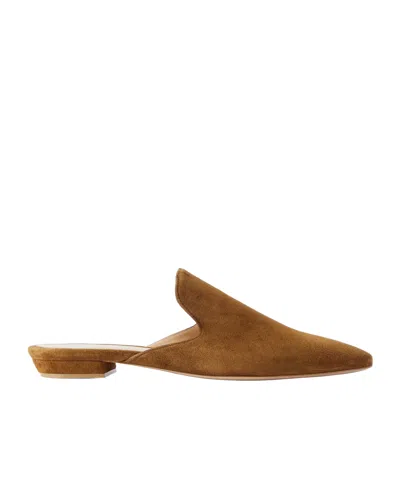 Gianvito Rossi Babouche Suede Slippers In Brown