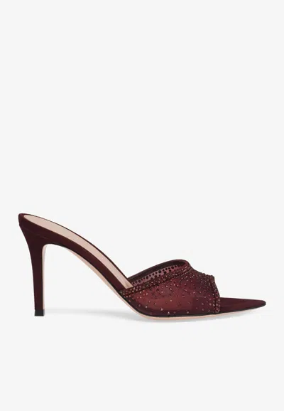 Gianvito Rossi Rania 85 Suede Mules In Burgundy