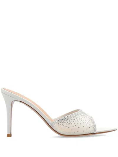 Gianvito Rossi Rania 85 Crystal-embellished Mesh Mules In White
