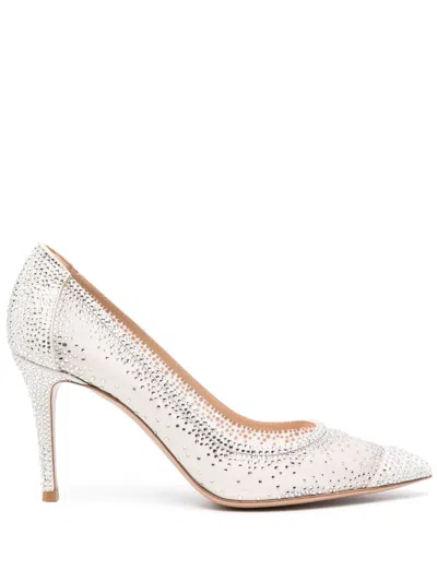 Gianvito Rossi Rania 85mm Rhinestone Pumps In White