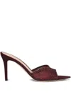Gianvito Rossi Burgundy Suede Slippers With Transparent Mesh Overlay In Multi