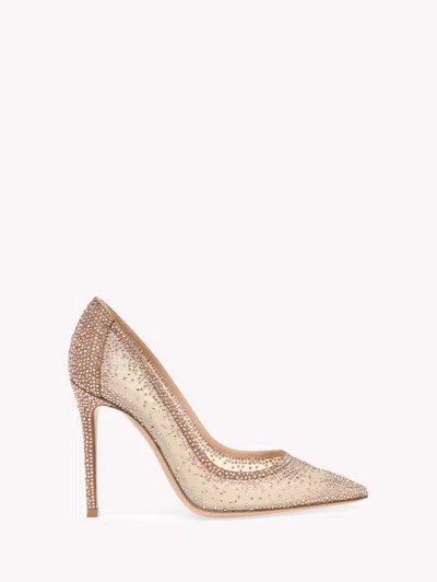 Gianvito Rossi Strass Pointed Stiletto Pumps In Mekong Nude