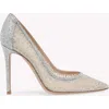 Gianvito Rossi Rania 95 Suede-trimmed Crystal-embellished Organza Pumps In Silver