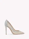Gianvito Rossi Rania 95 Suede-trimmed Crystal-embellished Organza Pumps In Silver