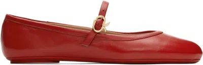 GIANVITO ROSSI RED CARLA BALLERINA FLATS