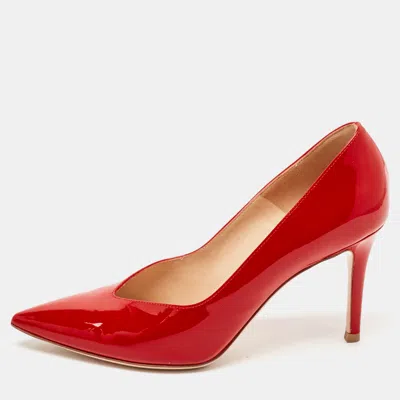 Pre-owned Gianvito Rossi Red Patent Leather Gianvito Pointed Toe Pumps Size 36.5