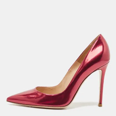 Pre-owned Gianvito Rossi Red Patent Leather Pointed Toe Pumps Size 39.5