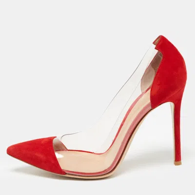 Gianvito Rossi Red Suede And Pvc Gianvito 105 Pumps