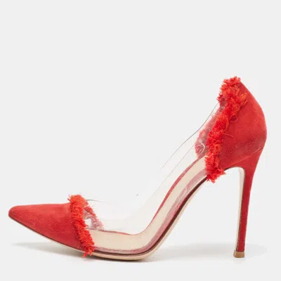 Gianvito Rossi Red Suede And Pvc Plexi Pumps