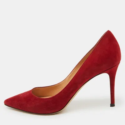 Pre-owned Gianvito Rossi Red Suede Pointed Toe Pumps Size 39