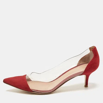 Gianvito Rossi Red/transparent Suede And Pvc Plexi Pumps