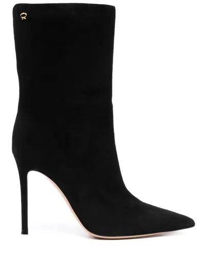 Gianvito Rossi 105mm Pointed-toe Suede Boots In Black
