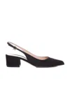 Gianvito Rossi Ribbon 50mm Suede Slingback Pumps In Black