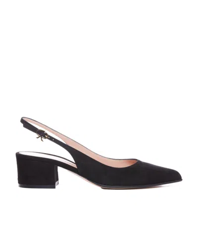 Gianvito Rossi Ribbon 50mm Suede Slingback Pumps In Black