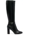 Gianvito Rossi Ribbon 85 Leather Knee-high Boot In Black