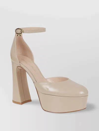 GIANVITO ROSSI RIBBON BUCKLE LEATHER PLATFORM PUMPS