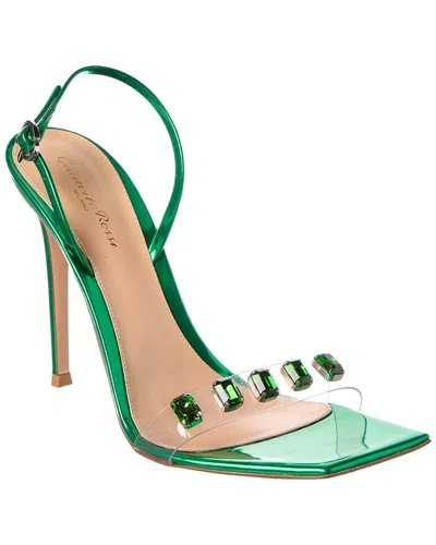 Gianvito Rossi Ribbon Candy 105 Leather & Vinyl Slingback Sandal In Green
