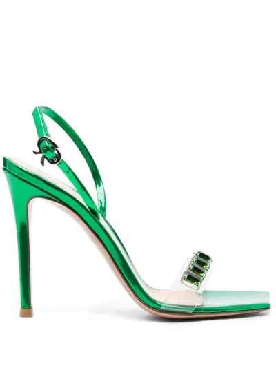 Gianvito Rossi Ribbon Candy 105 Leather Sandals In Green