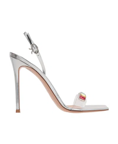 Gianvito Rossi 115mm Crystal-adorned Metallic Sandals In Grey