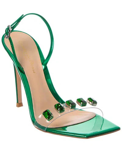 GIANVITO ROSSI RIBBON CANDY LEATHER & VINYL SLINGBACK SANDAL