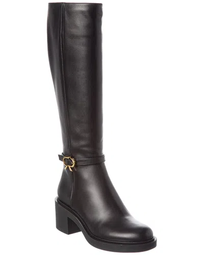 Gianvito Rossi Ribbon Dumont 45 Leather Knee-high Boot In Black