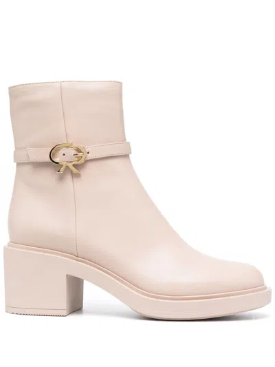 Gianvito Rossi Ribbon Dumont 45mm Leather Boots In Neutrals