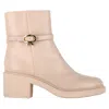 Gianvito Rossi Ribbon Dumont Ankle Boots In Nude Calf Leather In Pink