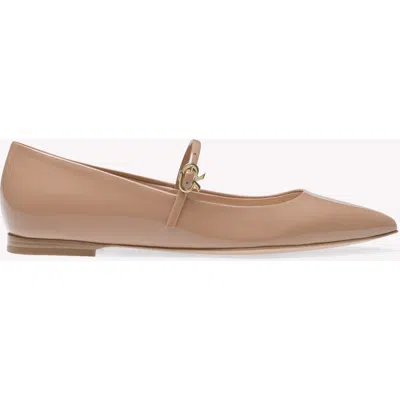 Gianvito Rossi Ribbon Jane Ballerina In Pink Leather