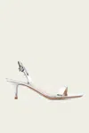 Gianvito Rossi Ribbon Metallic Kitten Slingback Sandal In Silver
