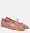 Gianvito Rossi Ribbon Patent Leather Ballet Flats In Beige