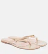 Gianvito Rossi Ribbon Patent Leather Thong Sandals In Beige