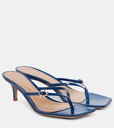 Gianvito Rossi Ribbon Patent Leather Thong Sandals In Blue