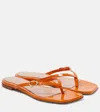 Gianvito Rossi Ribbon Patent Leather Thong Sandals In Orange